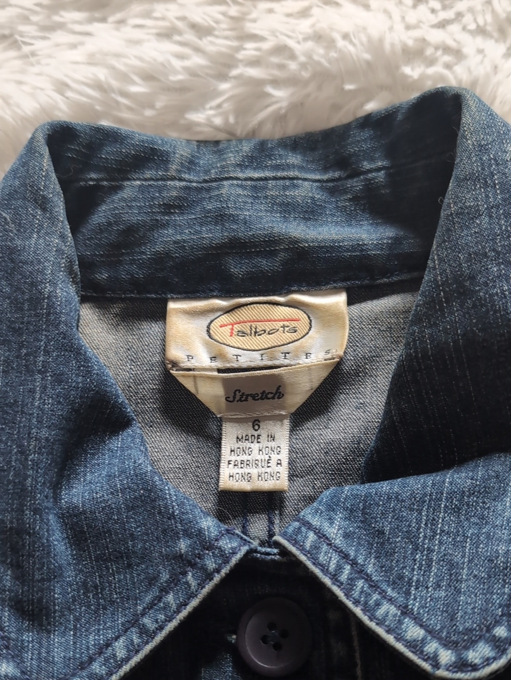 Y2K Vintage Talbots Blue Stretch Denim Princess Seam Jean Jacket 6 Petite - Picture 9 of 13